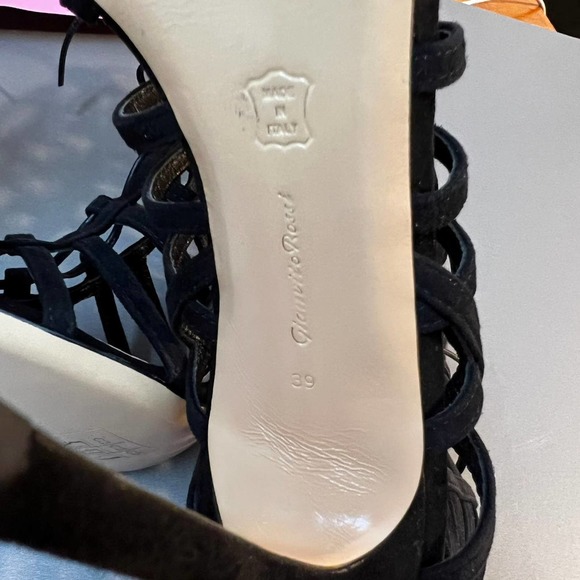 Gianvito Rossi Suede Caged Lace-Up Sandal BLACK 39 - Picture 3 of 6